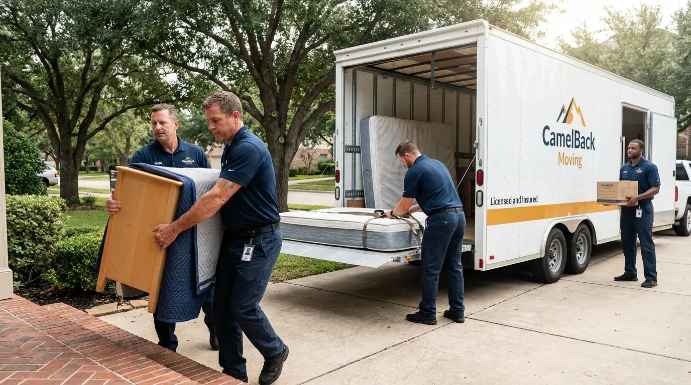 Crew loading residential truck for cross-state move from Union City, OH