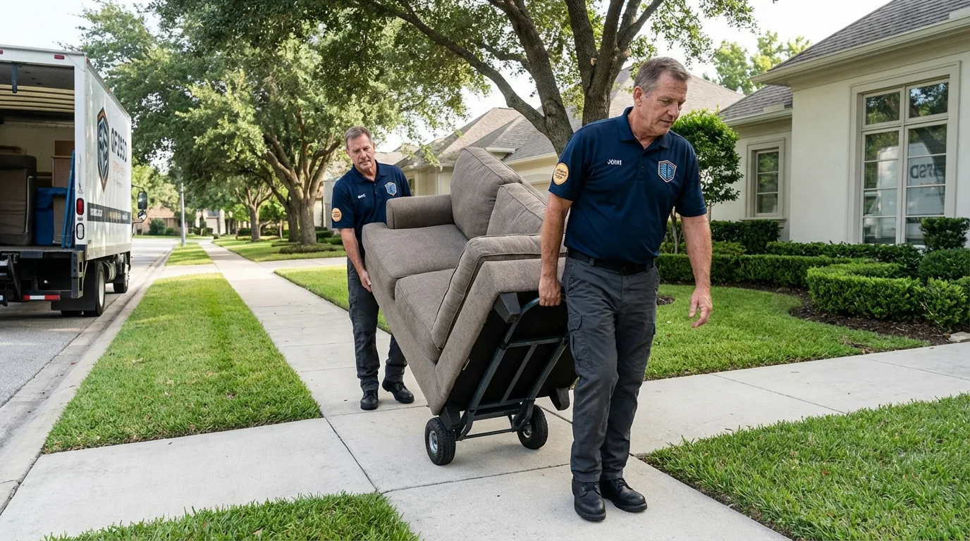 Local residential moving crew loading furniture in Union City, OH